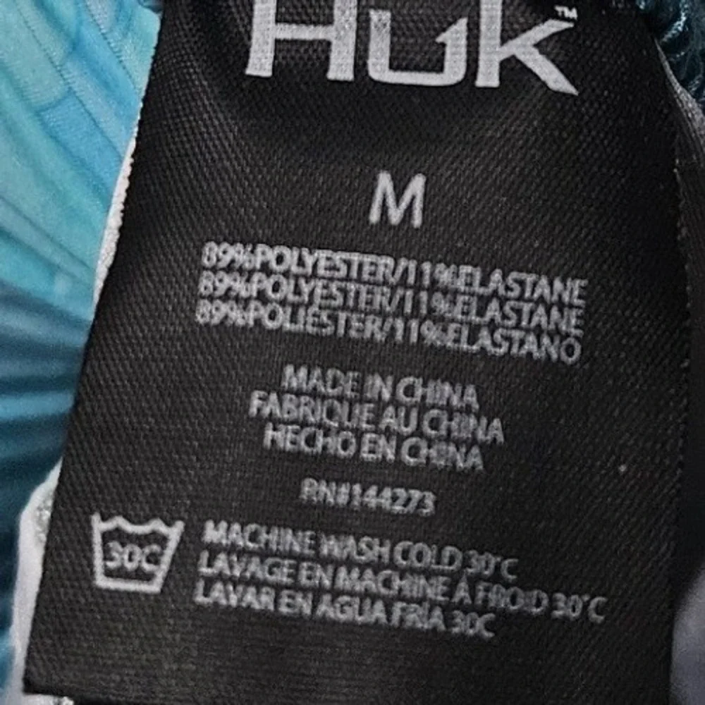Huk Performance Shorts Camo Light Kids Kids Medium Blue Elastic Waist Fishing